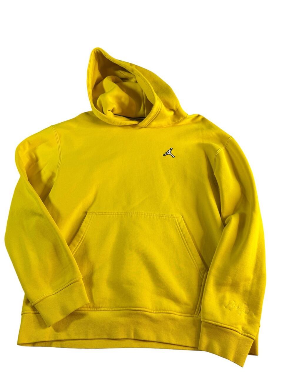 Nike Air Jordan Hoodie Men's Large Volt Yellow Fleece Pullover Jumpman Logo